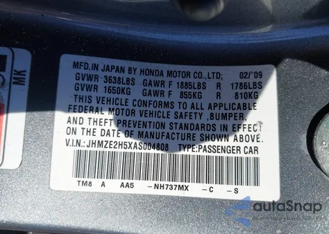 2010 Honda Insight Lx from USA, damaged, VIN JHMZE2H5XAS004808